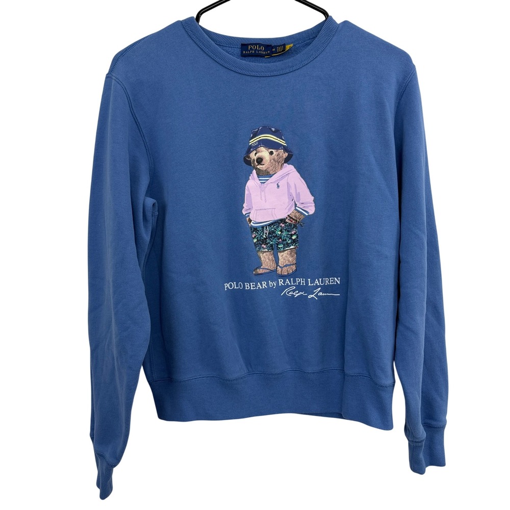 Polo Ralph Lauren Polo Bear Sweatshirt Womens Medium Blue Graphic Pullover